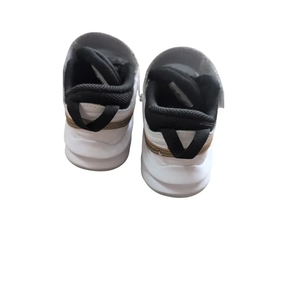 Nike Team Hustle Child Black White Gold Basketball Low Top Shoe Sneaker Sz 12C